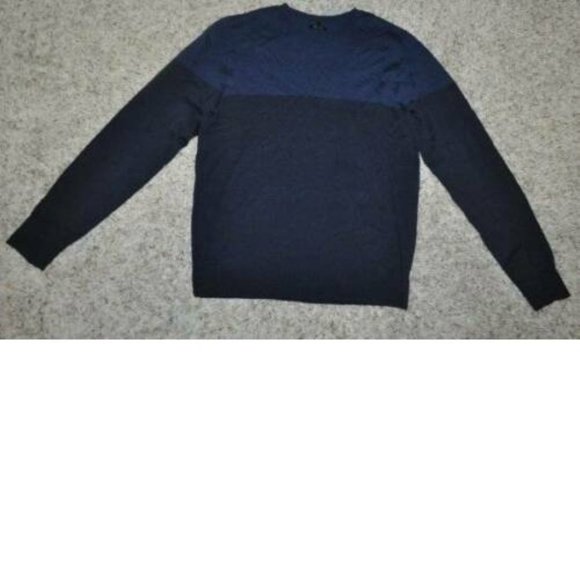 Mens Wool Blend Sweater Apt 9 Blue 2 Tone X-Large Merino Crew Long Sleeves - Picture 2 of 2
